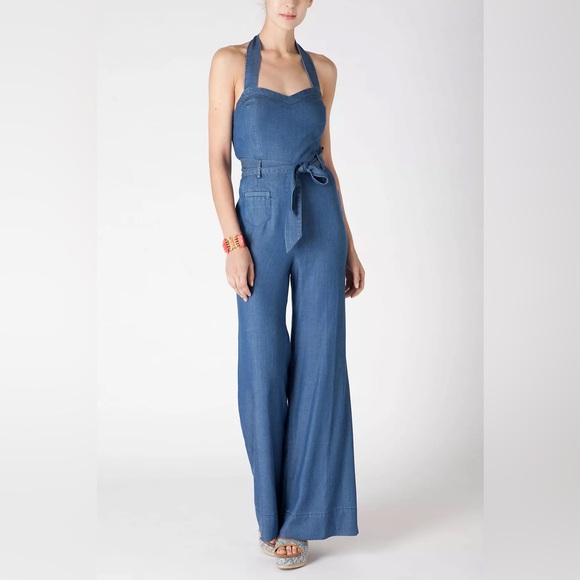 Measurements updated. Anthropologie Sharlene halter jumpsuit - Picture 2 of 16